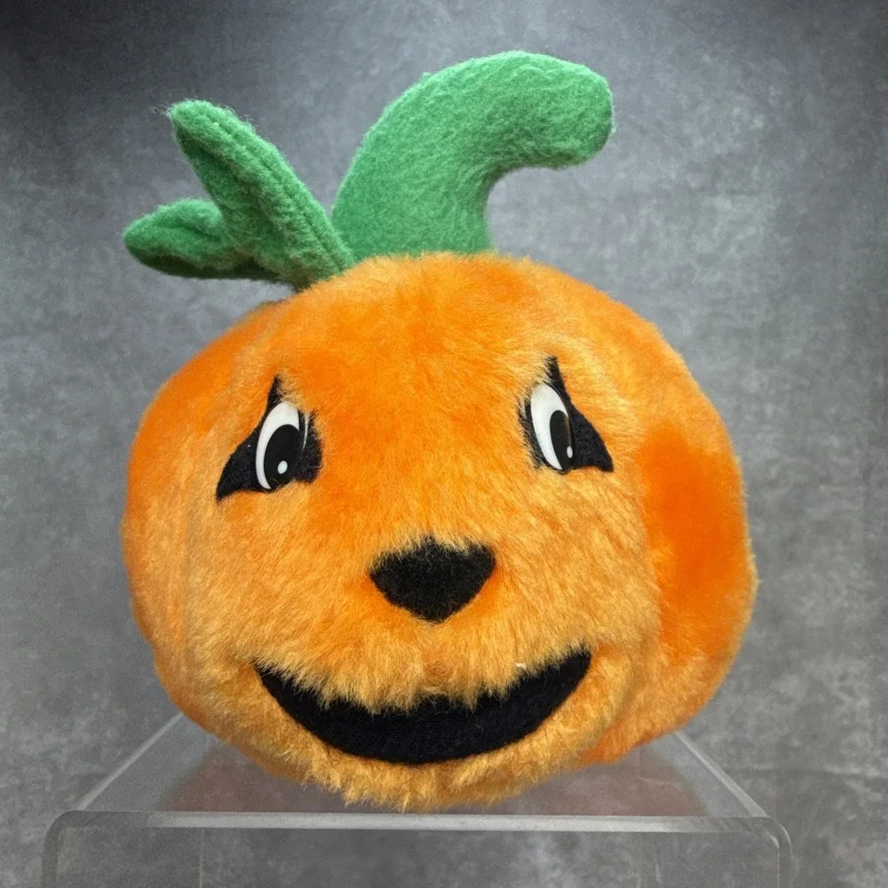 Vintage 80's Cuddle Wit Pumpkin Jack O Lantern Halloween Plush Lot Of 2 Decor 6